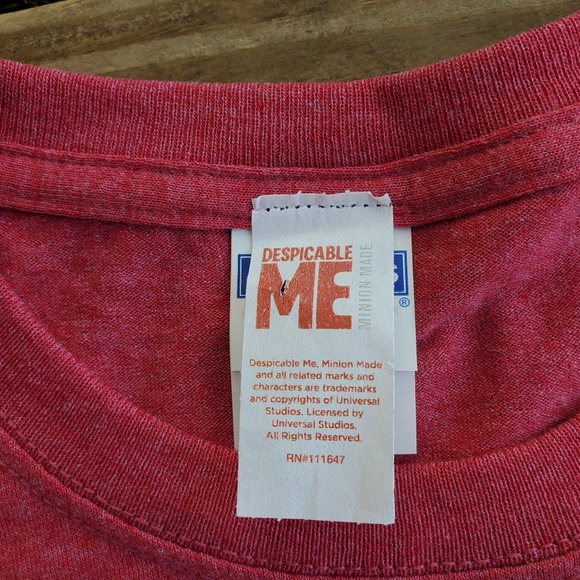 Despicable Me Minion "No Coffee No Workee" T-Shirt Stonewash Red Medium - Picture 3 of 4